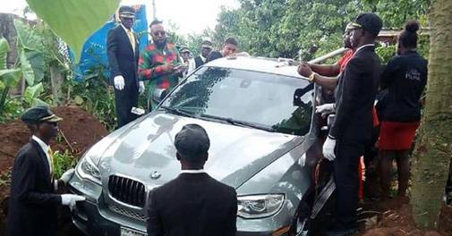Father Buried In Brand New BMW Car Instead Of Coffin