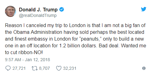 Donald Trump has cancelled his UK visit