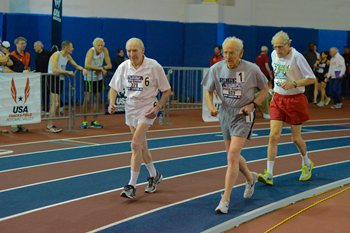 Fitness Display Of 100 Year Old Participants In Marathon