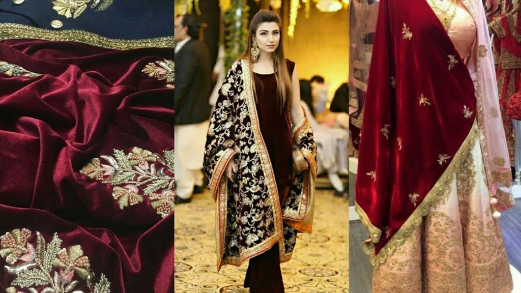 Velvet Embroidered Shawls In Winters